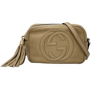 Gucci Interlocking Shoulder Bag Leather Soho Beige